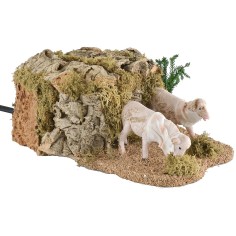 Due pecore in movimento per statue da cm 14-15 che mangiano 2