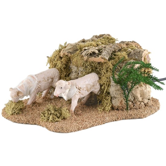 Due pecore in movimento per statue da cm 14-15 che mangiano