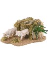 Due pecore in movimento che mangiano cm 16,5x19,5x8 h Mondo