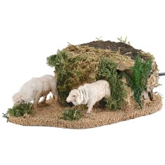 Pecore in movimento per statue da 10 che brucano cm 13x20x7 h