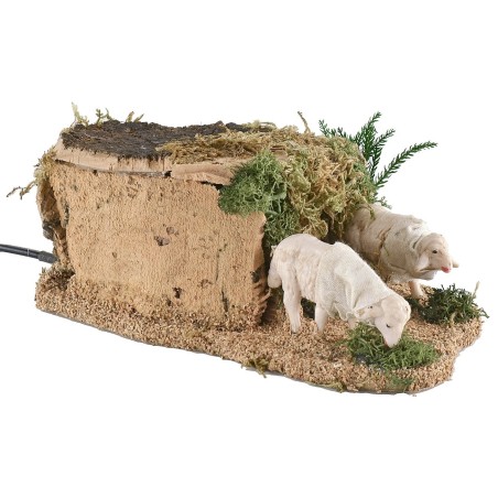 Pecore in movimento per statue da 10 che brucano cm 13x20x7 h