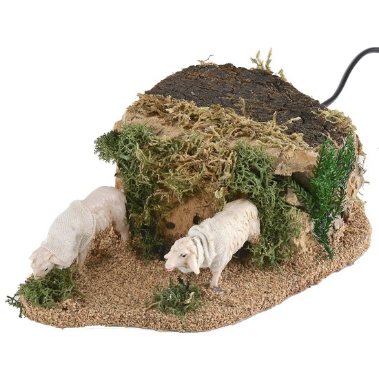 Pecore in movimento per statue da 10 che brucano cm 13x20x7 h