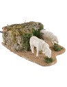 Pair of moving sheep for statues 20-24 cm grazing on grass