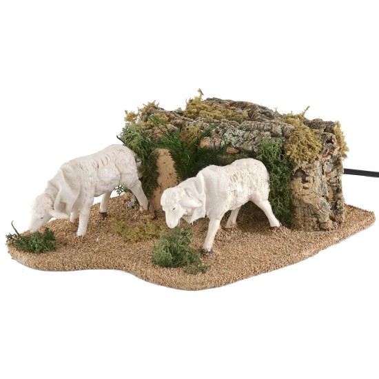 Pair of moving sheep for statues 20-24 cm grazing on grass