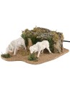 Pair of moving sheep for statues 20-24 cm grazing on grass