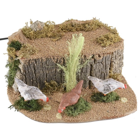 Three hens pecking in motion for statues measuring 20 to 30 cm