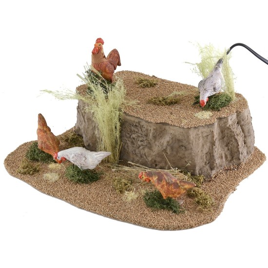 Four moving hens and rooster for statues from 20 to 30 cm