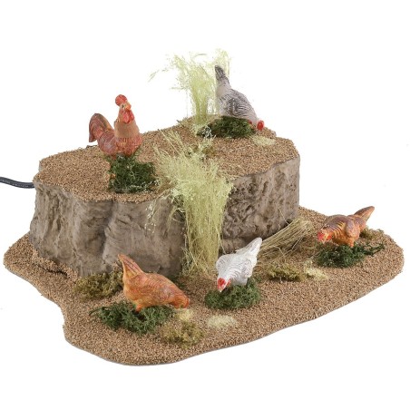 Quattro galline e gallo per statue da cm 20 a 30 in movimento