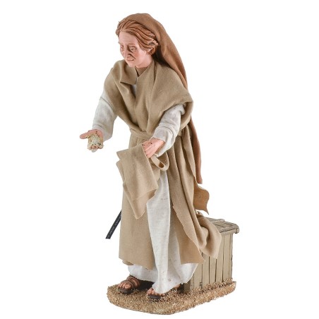 Contadina che ciba le galline in movimento 30 cm galline