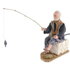 Pescatore seduto con triplo movimento serie 30 cm movimento 2