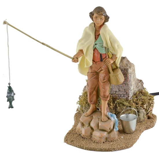 Pescador sobre la roca en movimiento 19 cm Fontanini
