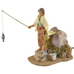 Pescador sobre la roca en movimiento 19 cm Fontanini 2