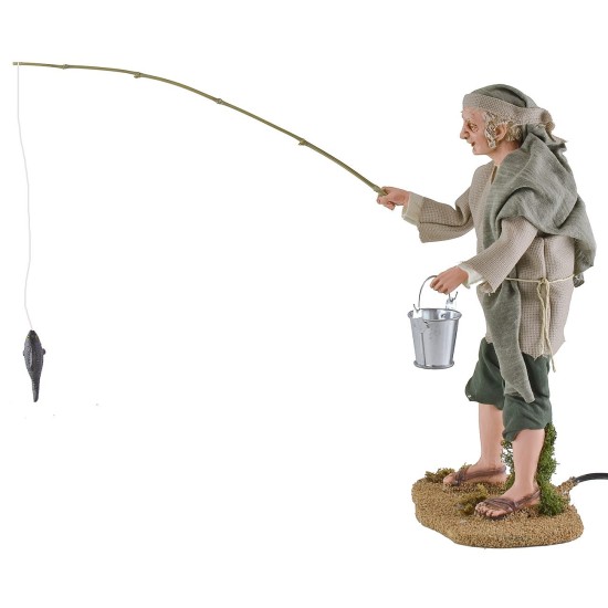 Pescador en movimiento 30 cm movimiento, altura, realizado