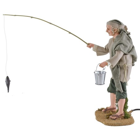 Pescador en movimiento 30 cm movimiento, altura, realizado