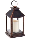 Black copper effect lantern with battery-powered candle