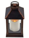 Black copper effect lantern with battery-powered candle