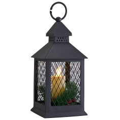 Lantern decorated with battery-powered candle 11.5x11.5x27.5 cm h 2