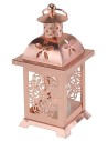 Copper lantern with battery-powered candle 7x7x17 cm h