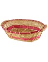 Cesto ovale in vimini chiaro con decoro rosso cm 51x41x13 h