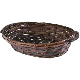 Oval dark wicker basket cm with handles 51x40x13 h