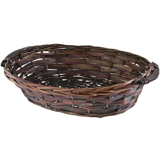 Cesta ovalada de mimbre oscuro cm con asas 51x40x13 h