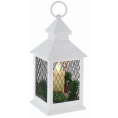 White lantern decorated with battery-powered candle cm 2