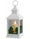 White lantern decorated with battery-powered candle cm