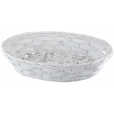 Cesto ovale in vimini bianco cm 53x41x11,5 h