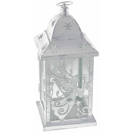 Antique white metal lantern with angel 14x14x36 cm h