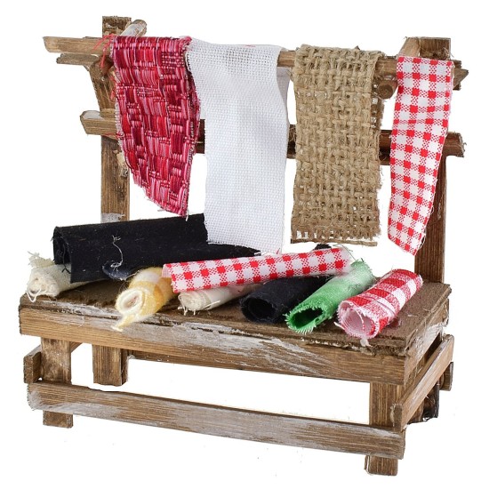 Wooden stand with fabrics for nativity scene 12x6x12 cm h