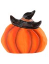 Pumpkin with hat and battery-operated color-changing LED