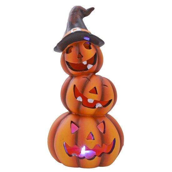 Muñeco de calabazas con luces LED que cambia de color a baterías para