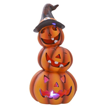 Pumpkin puppet with battery-operated color-changing LED for