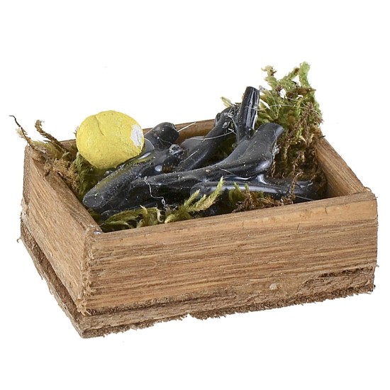 Caja de madera con anguilas cm 3,6x2,7x1,3 h estatuas