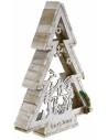White wooden tree with candle holder and Nativity h 58 cm