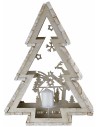 Albero in legno bianco con portacandela e Natività h 58 cm