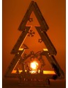 Albero in legno bianco con portacandela e Natività h 58 cm