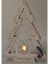 White wooden tree with candle holder and Nativity h 58 cm