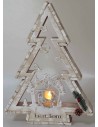 Albero in legno bianco con portacandela e Natività h 58 cm