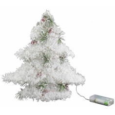 Árbol de Navidad blanco con micro LED a batería h 30 cm