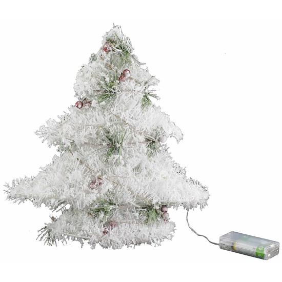 White Christmas tree with battery-operated micro LED h 30 cm