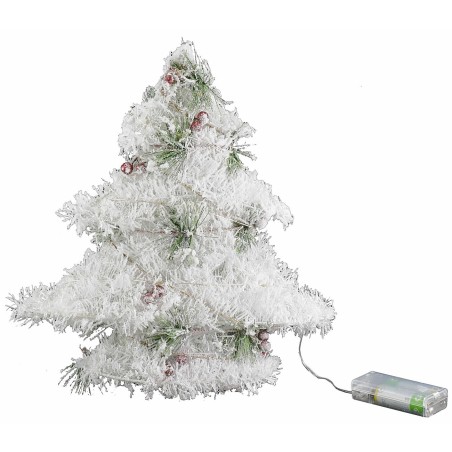 Albero di Natale bianco con micro led a batteria h 30 cm