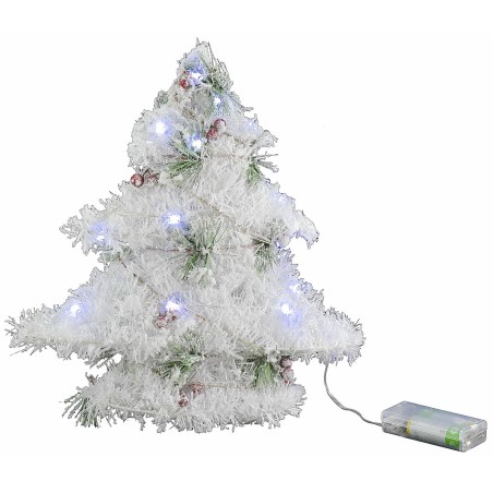 Albero di Natale bianco con micro led a batteria h 30 cm
