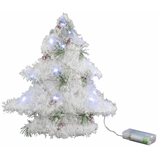 Árbol de Navidad blanco con micro LED a batería h 30 cm