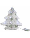 Albero di Natale bianco con micro led a batteria h 30 cm
