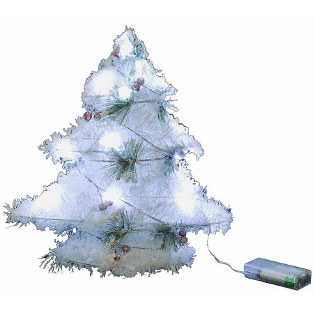 Árbol de Navidad blanco con micro LED a batería h 30 cm