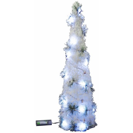 Snow-covered tree with battery-operated micro LED h 60 cm
