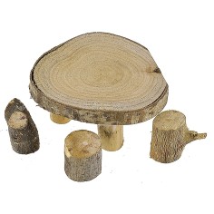 Tavolo tondo in legno con sgabelli h 5,5 cm tavolo, altezza 2