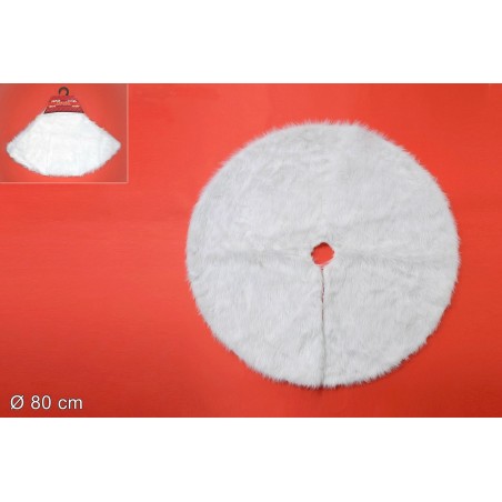 Alfombra de piel blanca ø 80 cm para cubrir el árbol de Navidad.
