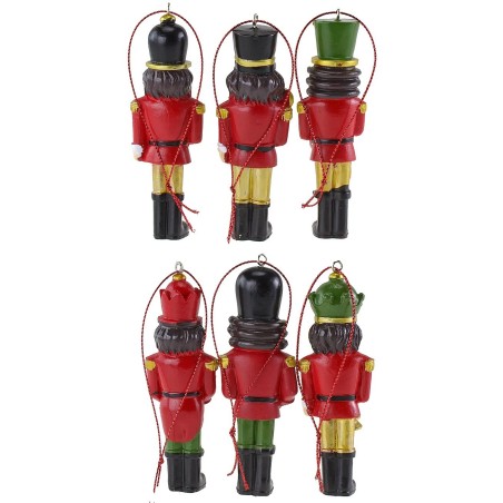 Juego de 6 soldaditos colgantes para árbol de Navidad de 10 cm